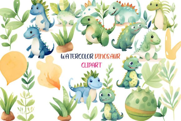 Download Dinosaur Watercolor Clipart Collection - Dino Collection