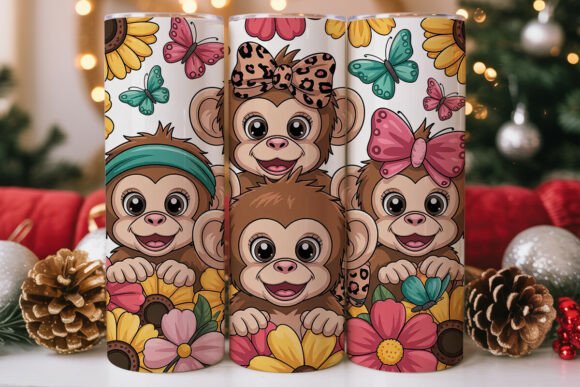 Download Cute Monkeys and Sunflowers 20oz Tumbler - Sunflowers Collection