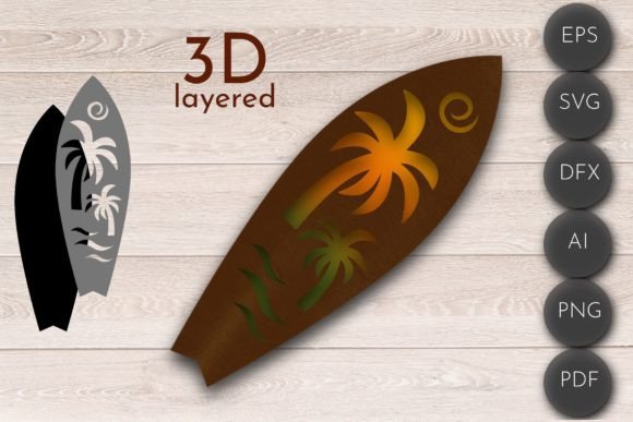 Download 3D Layered SVG, Surf Laser Cut File Png - 3d layered svg Collection