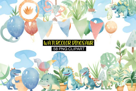 Download Dinosaur Watercolor Clipart PNG Set - Dino Collection