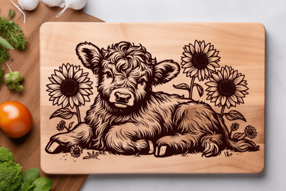 Download Baby Highland Cow Sunflowers Cutting SVG - Sunflowers Collection