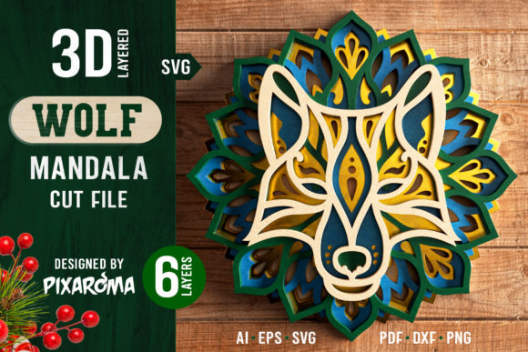 Download Wolf Mandala 3D Layered SVG Cut File - 3d layered svg Collection