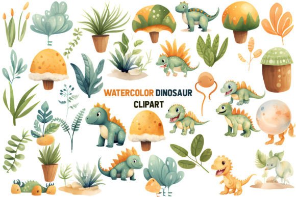 Download Dinosaur Watercolor Clipart Collection - Dino Collection