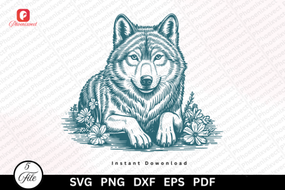 Download Botanical Woodland Floral Wolf SVG PNG - Premium Resources