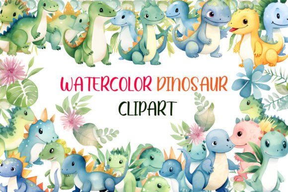Download Dinosaur Watercolor Clipart PNG Set - Dino Collection
