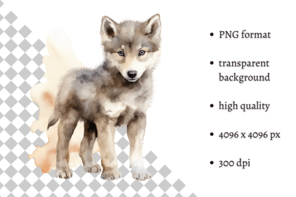 Download Watercolor Woodland Baby Wolf Clipart - Premium Resources