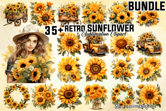 Download Sunflowers Watercolor Clipart Bundle - Sunflowers Collection