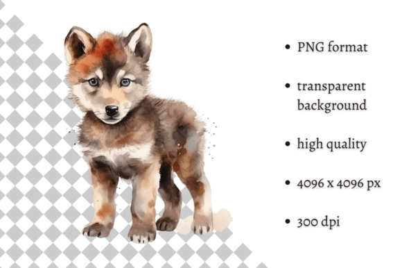 Download Watercolor Woodland Baby Wolf Clipart - Premium Resources