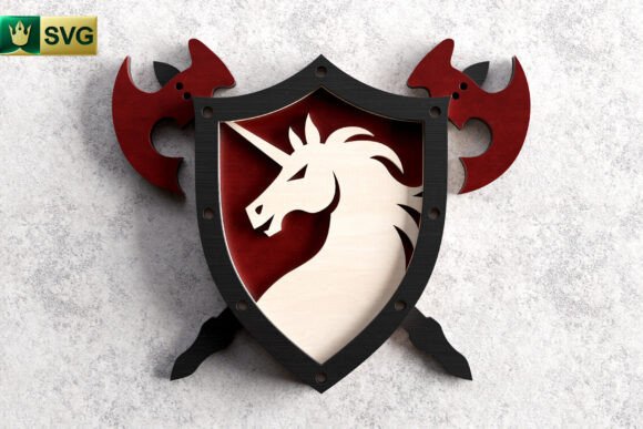 Download Unicorn Shield 3D Layered SVG | Fantasy - 3d layered svg Collection